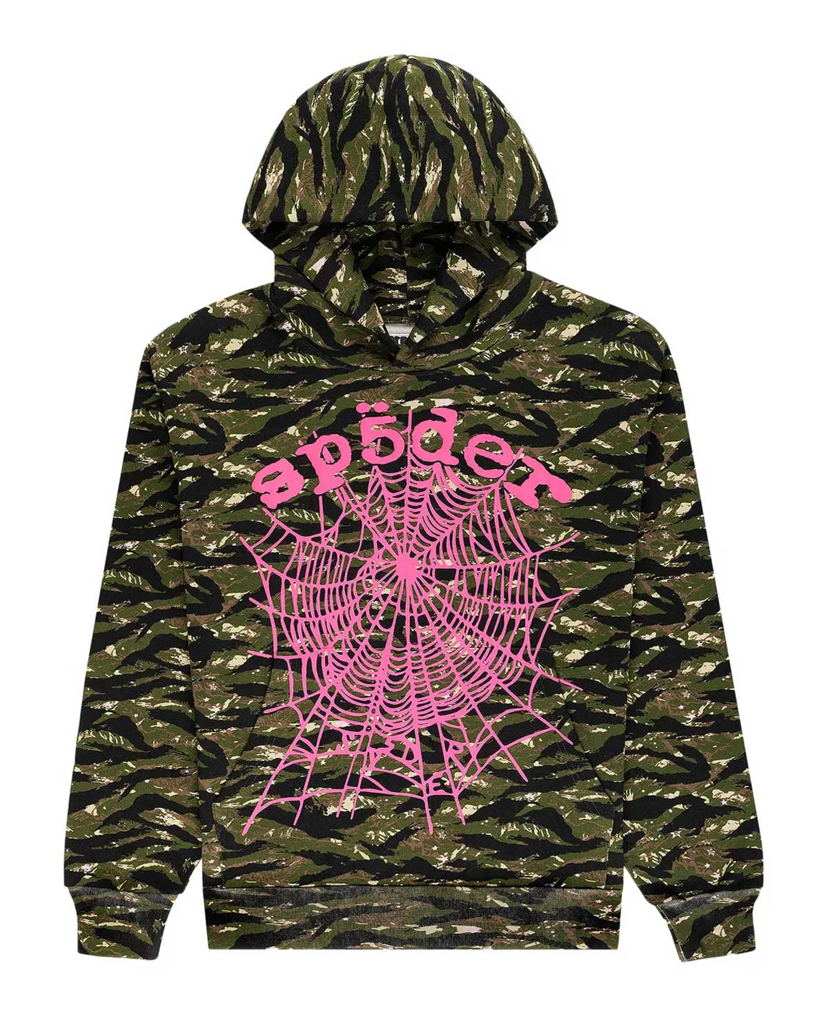 Sp5der OG Web V2 Tiger Camo Hoodie Pink